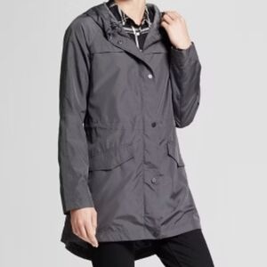 A New Day Dark Grey Trench Style Jersey Lined Rain Jacket - Size Small